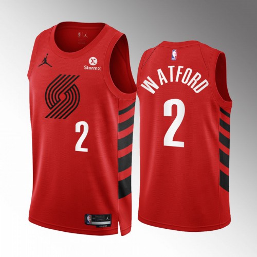 Portland Trail Portland Trail Blazers #2 Trendon Watford Red Mens Statement Edition Swingman Jersey Mens