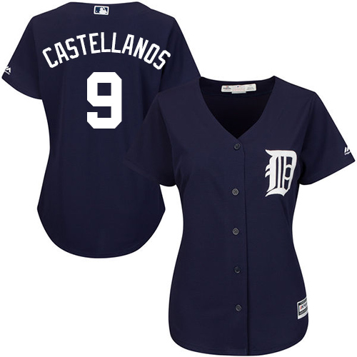 Detroit Tigers #9 Nick Castellanos Navy Blue Alternate Women's Stitched Jersey Womens
