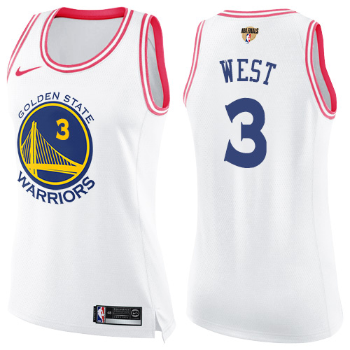 Golden State Warriors #3 David West White/Pink The Finals Patch Womens Swingman Fashion Jersey Womens