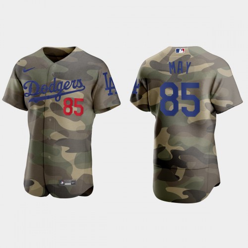 Los Angeles Los Angeles Dodgers #85 Dustin May Men's 2021 Armed Forces Day Authentic Jersey -Camo Men's