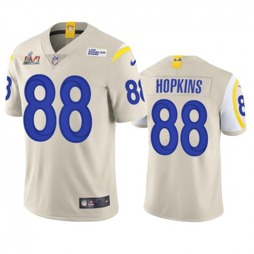 Los Angeles Los Angeles Rams #88 Brycen Hopkins Men's Super Bowl LVI Patch Vapor Limited Jersey - Bone Men's