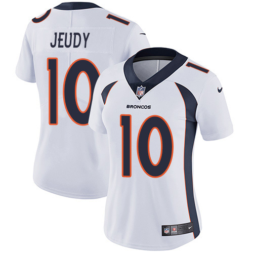Broncos #10 Jerry Jeudy White Women's Stitched Vapor Untouchable Limited Jersey