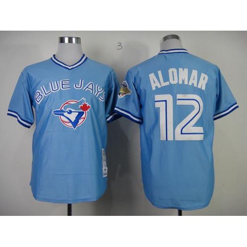 Mitchell And Ness 1993 Toronto Blue Jays #12 Roberto Alomar Blue Stitched Throwback Jersey Men's