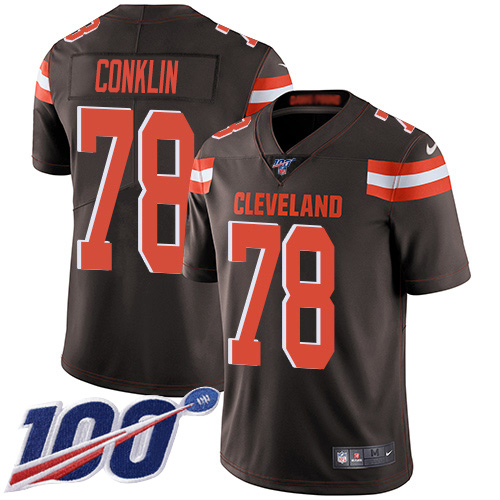 Cleveland Browns #78 Jack Conklin Brown Team Color Men's Stitched 100th Season Vapor Untouchable Limited Jersey Men's