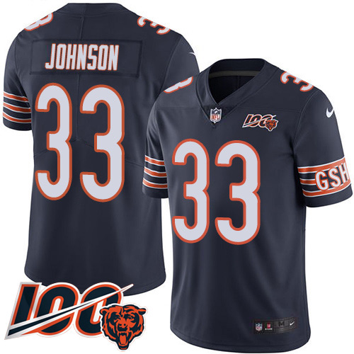Chicago Bears #33 Jaylon Johnson Navy Blue Team Color Youth Stitched 100th Season Vapor Untouchable Limited Jersey Youth