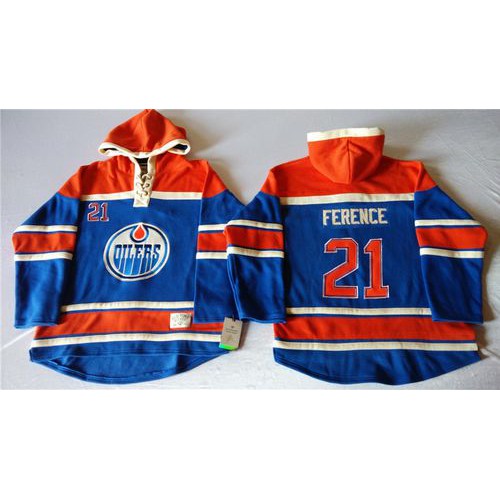 Edmonton Oilers #21 Andrew Ference Light Blue Sawyer Hooded Sweatshirt Stitched Jersey Men's