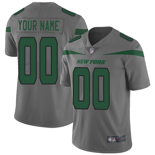 New York Jets Customized Gray Men's Stitched Limited Inverted Legend Jersey