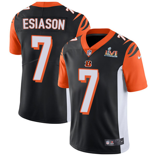Cincinnati Bengals #7 Boomer Esiason Black Team Color Super Bowl LVI Patch Youth Stitched Vapor Untouchable Limited Jersey Youth