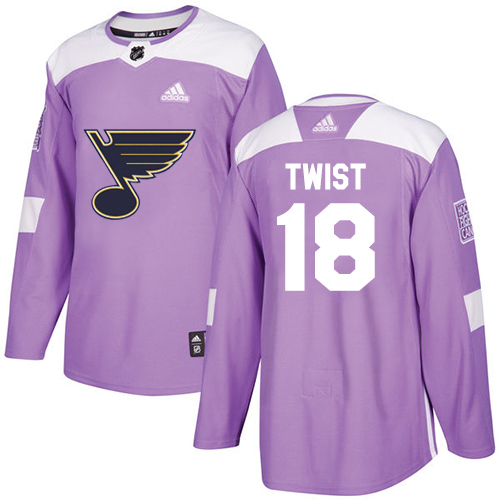 Adidas St. Louis Blues #18 Tony Twist Purple Authentic Fights Cancer Stitched Jersey Men's