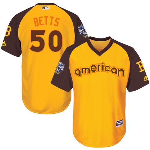 Boston Red Sox #50 Mookie Betts Gold 2016 All-Star American League Stitched Youth Jersey Youth