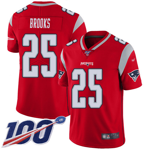 New England Patriots #25 Terrence Brooks Red Men's Stitched Limited Inverted Legend 100th Season Jersey Men's