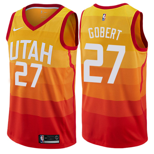 Utah Jazz #27 Rudy Gobert Orange Swingman City Edition Jersey Mens