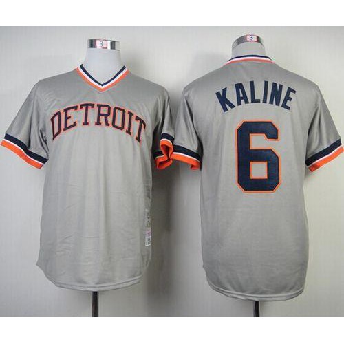 Mitchell And Ness 1984 Detroit Tigers #6 Al Kaline Grey Throwback Stitched Jersey Men's