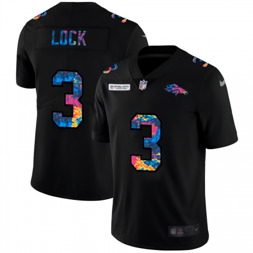 Denver Denver Broncos #3 Drew Lock Men's Multi-Color Black 2020 Crucial Catch Vapor Untouchable Limited Jersey Men's