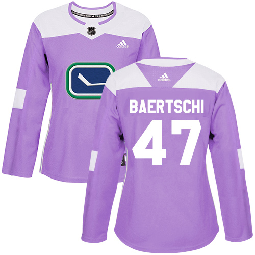 Adidas Vancouver Canucks #47 Sven Baertschi Purple Authentic Fights Cancer Women's Stitched Jersey Womens