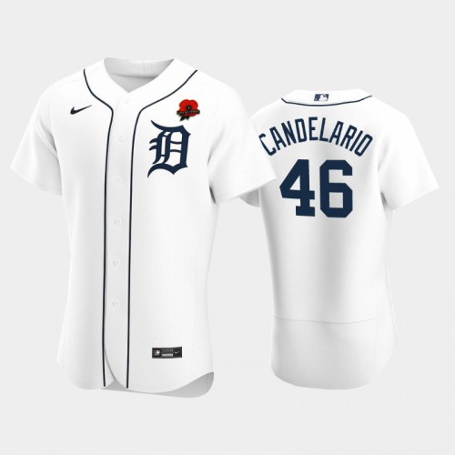 Detroit Detroit Tigers #46 Jeimer Candelario Men's Authentic 2021 Memorial Day Jersey - White Men's