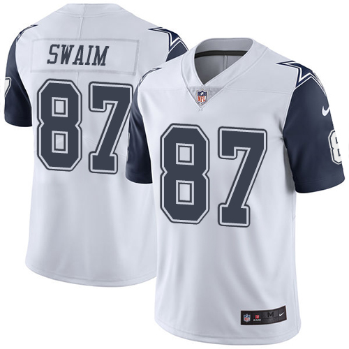 Dallas Cowboys #87 Geoff Swaim White Men's Stitched Limited Rush Jersey Men's