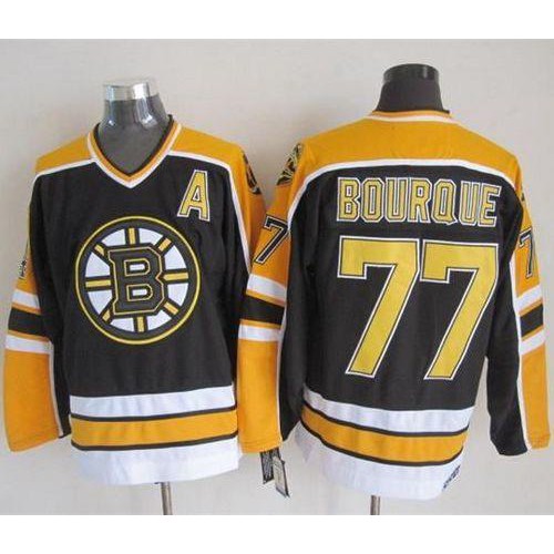 Boston Bruins #77 Ray Bourque Black CCM Throwback New Stitched Jersey Men's