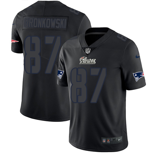 New England Patriots #87 Rob Gronkowski Black Men's Stitched Limited Rush Impact Jersey Men's
