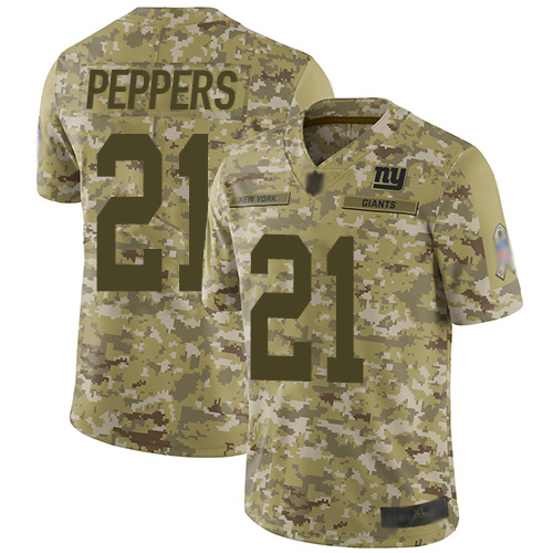 New York Giants #21 Jabrill Peppers Camo Men's Stitched Limited 2018 Salute To Service Jersey Men's
