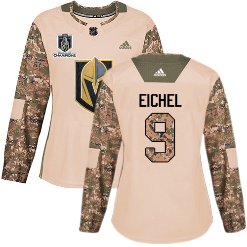 Adidas Golden Knights #9 Jack Eichel Camo Authentic 2023 Stanley Cup Champions Veterans Day Women's Stitched Jersey