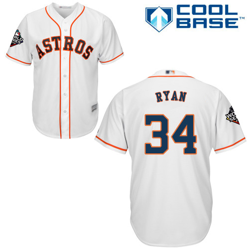 Houston Astros #34 Nolan Ryan White Cool Base 2019 World Series Bound Stitched Youth Jersey Youth