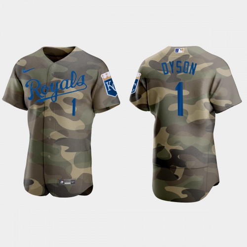 Kansas City Kansas City Royals #1 Jarrod Dyson Men's 2021 Armed Forces Day Authentic Jersey -Camo Men's