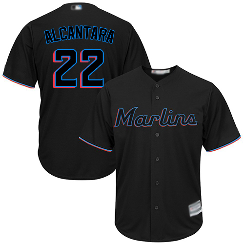 Miami Marlins #22 Sandy Alcantara Black New Cool Base Stitched Jersey Men's