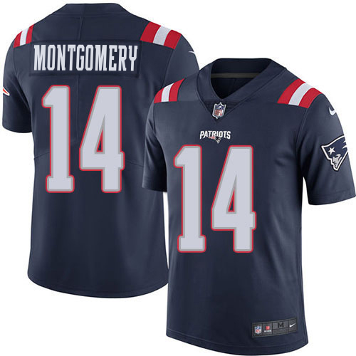 Patriots #14 Ty Montgomery Navy Blue Men's Stitched Limited Rush Jersey