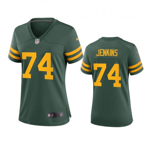 Green Bay Green Bay Packers #74 Elgton Jenkins Women's Alternate Game Player Jersey - Green Womens