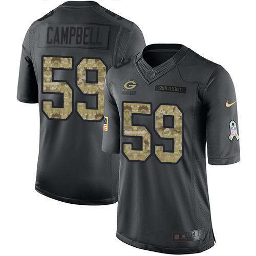 Green Bay Packers #59 De'Vondre Campbell Black Youth Stitched Limited 2016 Salute to Service Jersey Youth
