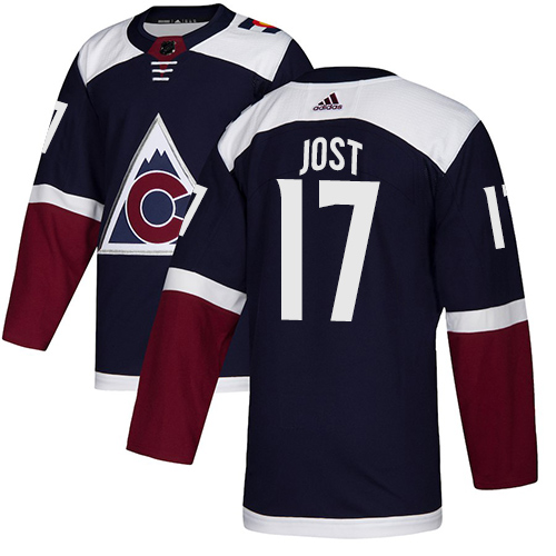 Adidas Colorado Avalanche #17 Tyson Jost Navy Alternate Authentic Stitched Jersey Men's