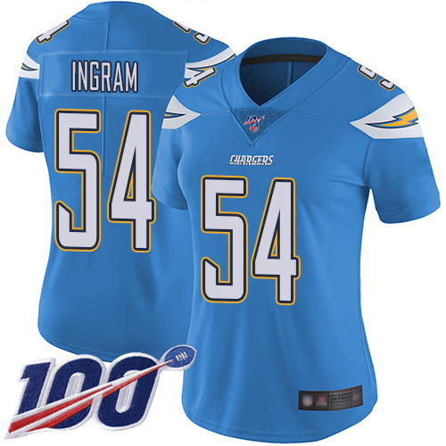Los Angeles Chargers #54 Melvin Ingram Electric Blue Alternate Women's Stitched 100th Season Vapor Limited Jersey Womens