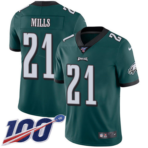 Philadelphia Eagles #21 Jalen Mills Green Team Color Youth Stitched 100th Season Vapor Untouchable Limited Jersey Youth