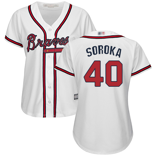 Atlanta Braves #40 Mike Soroka White Home Women's Stitched Jersey Womens