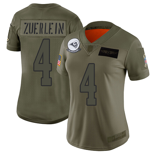 Los Angeles Rams #4 Greg Zuerlein Camo Women's Stitched Limited 2019 Salute to Service Jersey Womens