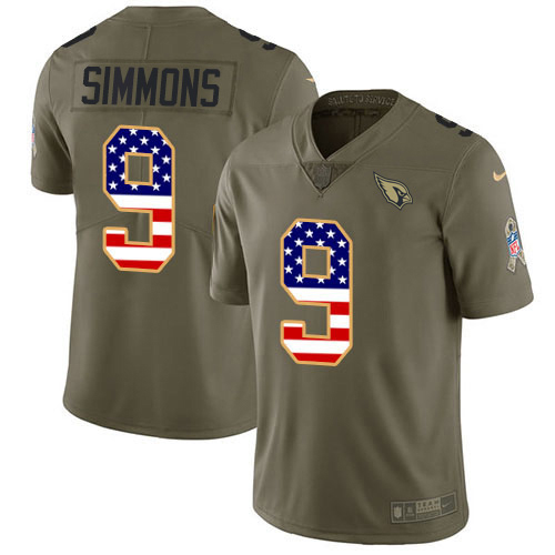 Cardinals #9 Isaiah Simmons Olive/USA Flag Men's Stitched Limited 2017 Salute To Service Jersey