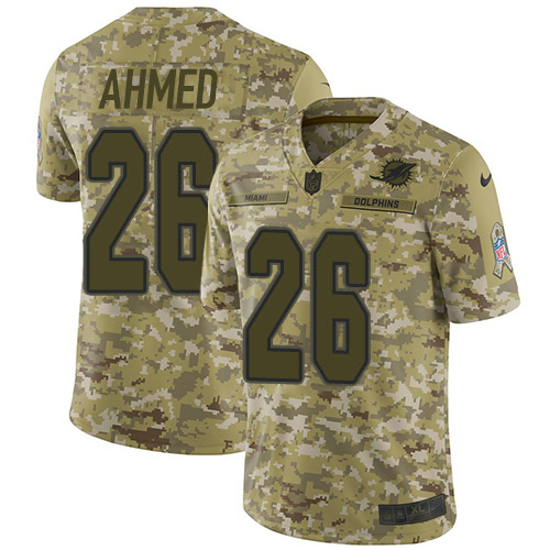 Miami Dolphins #26 Salvon Ahmed Camo Youth Stitched Limited 2018 Salute To Service Jersey Youth