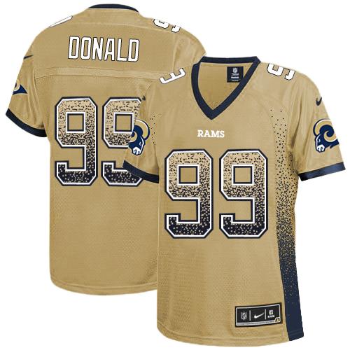 Rams #99 Aaron Donald Gold Women's Stitched Elite Drift Fashion Jersey