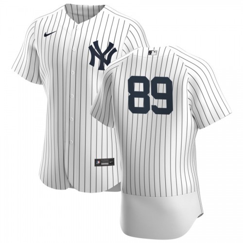 New York New York Yankees #89 Miguel Yajure Men's White Navy Home 2020 Authentic Player Jersey Men's