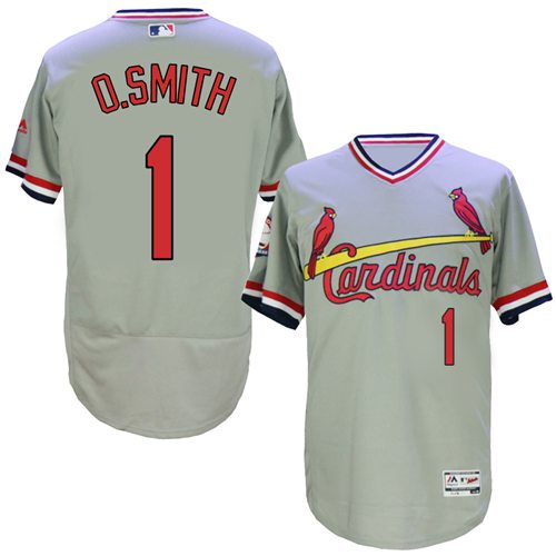 St.Louis Cardinals #1 Ozzie Smith Grey Flexbase Authentic Collection Cooperstown Stitched Jersey Men's
