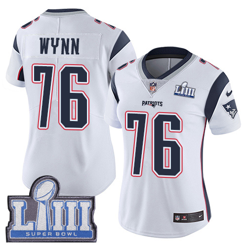 New England Patriots #76 Isaiah Wynn White Super Bowl LIII Bound Women's Stitched Vapor Untouchable Limited Jersey Womens