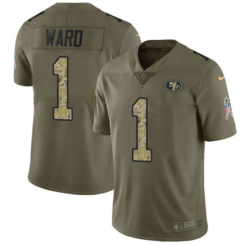 49ers #1 Jimmie Ward Olive/Camo Men's Stitched Limited 2017 Salute To Service Jersey