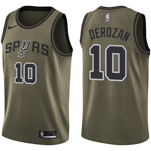 San Antonio Spurs #10 DeMar DeRozan Green Youth Swingman Salute to Service Jersey Youth