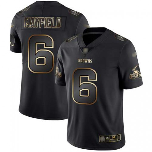 Cleveland Browns #6 Baker Mayfield Black/Gold Men's Stitched Vapor Untouchable Limited Jersey Men's