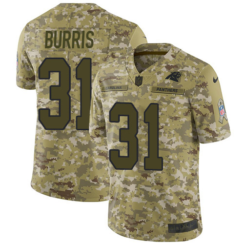 Carolina Panthers #31 Juston Burris Camo Men's Stitched Limited 2018 Salute To Service Jersey Men's