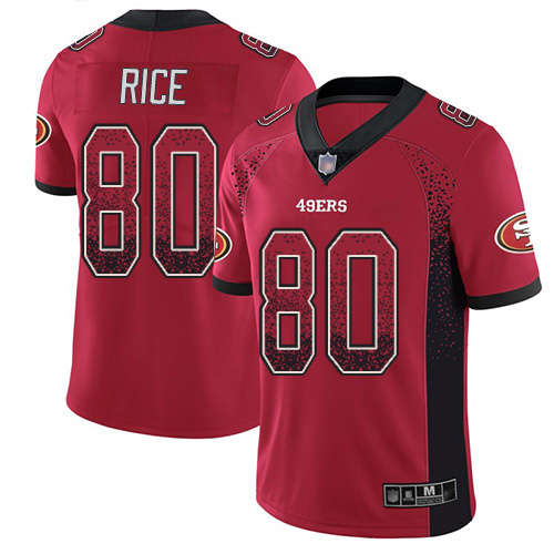 49ers #80 Jerry Rice Red Team Color Men's Stitched Limited Rush Drift Fashion Jersey
