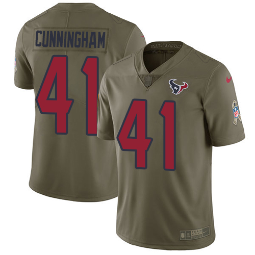 Houston Texans #41 Zach Cunningham Olive Youth Stitched Limited 2017 Salute to Service Jersey Youth