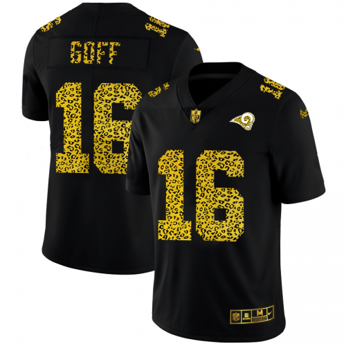 Los Angeles Los Angeles Rams #16 Jared Goff Men's Leopard Print Fashion Vapor Limited Jersey Black Men's