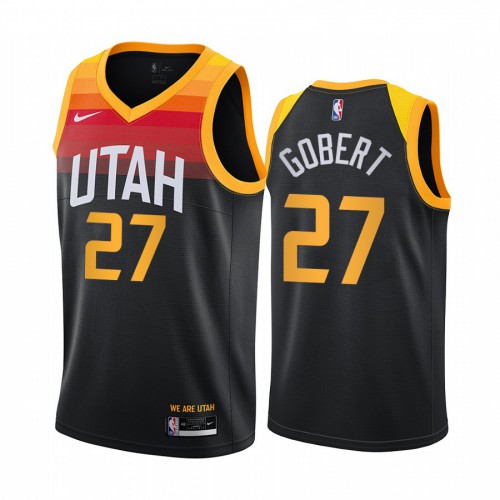 Utah Jazz #27 Rudy Gobert Black Swingman 2020-21 City Edition Jersey Mens